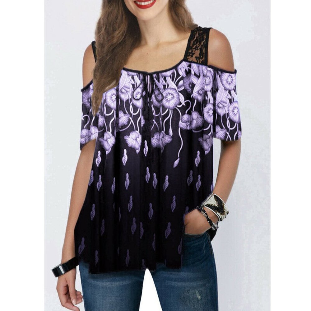 Boho Lace Tops Casual Loose Blouse